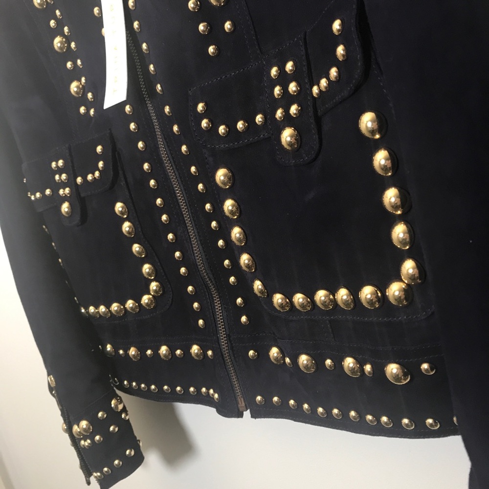 Trina Turk STUDDED LEATHER NWT $798 Jacket RARE S - Picture 3 of 9